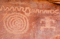 Native American rock carvings in Zion National Park, Utah, USA 2006