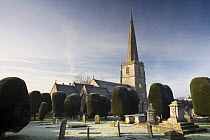 St. Mary's Church and graveyard in the winter, Painswick, Gloucestershire, England