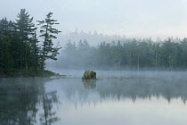 Steam rising from lake, Acadia National Park, Maine, USA