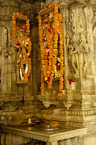 Interior of Jain Temple. 15th century Adinatha Temple at Ranakpur, Rajasthan, India, 2006