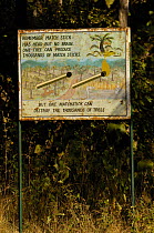Prevention of forest fires, sign. Gir Forest National Park, Gujarat, India 2006