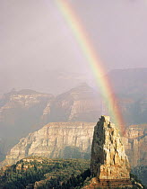 Rainbow after a storm over Mount Hayden, Point Imperial, North Rim, Grand Canyon National Park, Arizona, USA.