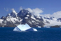 Icebergs at entrance to Drygalski Fjord, South Georgia, Antarctica. January 2007.