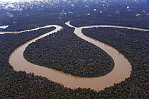 Aerial view of meander in Rio Yavari, Amazonia, Peru FOR SALE IN UK ONLY