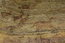Rock painting showing deer, Likhidat, south of Chanderi, near Urwasi river, Madhya Pradesh, India