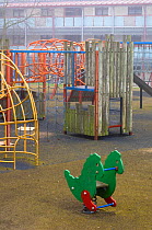 Children's safe play area, April, Montrose, Scotland, UK - with no living plants
