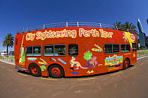 Sightseeing Bus, fish eye lens, Perth, Western Australia, Summer