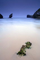 Rock on Buelna beach, El Picon, Llanes, Asturias, Spain