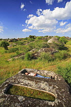 Holes in Rock, resembling tombs, Los Barruecos NP, Malpartida de Caceres, Extremadura, Spain