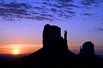 The Mittens at dawn, Monument Valley Navajo Tribal Park, Arizona, USA May 2007