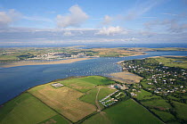 Aerial view of Padstow and river Camel, Cornwall, UK