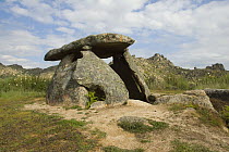 Ancient Dolmen (megalithic tomb) in Extremadura, San Vicente de Alcantara, Extremadura, Spain
