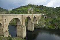 Roman bridge, built by emperor Trajan, over river Tejo, Alcantara, Extremadura, Spain