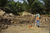 Road Construction for palm tree oil plantation access, close to the Kinabatangan River, Sabah Borneo, Malaysia