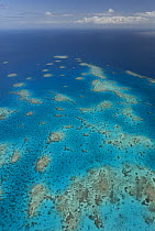 Aerial view of the Great Barrier Reef. Agincourt Reefs, off Port Douglas, Queensland
