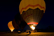 Inflating Raging Thunder hot air balloon, Mareeba, Atherton Tablelands, Queensland, Australia