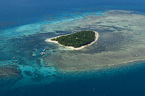 Aerial view of Green Island, on the Great Barrier Reef, Queensland, Australia
