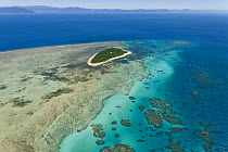 Aerial view of Green Island, on the Great Barrier Reef, Queensland, Australia