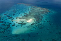 Aerial view of a Sand Cay on the Great Barrier Reef, Queensland, Australia