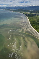 Aerial view of the Daintree River delta and beach, Queensland, Australia