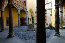 Casa Colon (House Colonic) courtyard with well, canons and pillars. Las Palmas, Gran Canaria, Canary Isles, Spain, September 2007