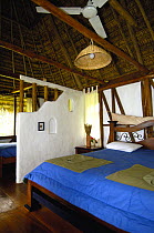 Interior of a hut at the Napo Wildlife Centre Lodge, Añangu Lake, Yasuni National Park, Amazonia, Ecuador