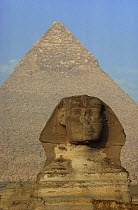 The Sphinx with Khafre pyramid in the background, Giza, Egypt, 2007