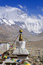 Rongbuk monastery with Mount Everest in background, Tibet, June 07. 'Wild China' series