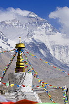 Rongbuk monastery with Mount Everest in background, Tibet, June 07. 'Wild China' series