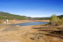 Reservoir created by a dam at Tamajon, Guadalajara, Spain