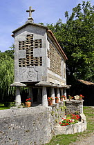 Horreo (traditional stone granary built on stilts to avoid access of rodents) in Galicia, Spain