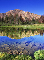 Fourth of July Lake with reflections, Sawtooth NRA, Idaho, USA