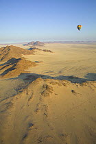 Aerial view of balloon flight near Sossuvlei dunes, Namibia