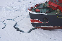 Russian nuclear icebreaker ^Yamal^ travelling through ice en route to the North Pole July 2007