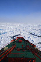 View from deck of Russian nuclear icebreaker "Yamal" travelling through ice en route to the North Pole July 2007
