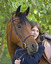 Morgan gelding and girl in Longmont, Colorado, USA model released