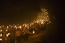 The torchlight procession at the Cotswold Olympicks, a medieval custom and sporting event. Dovers Hill, Gloucestershire, UK