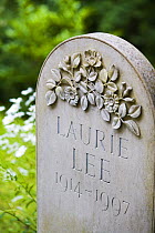 The gravestone of Laurie Lee, author of "Cider with Rosie" in the village church of Slad, Gloucestershire