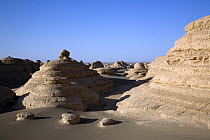 Yardang Geological Park in Gansu Province, North-west China. June 2007, BBC "Wild China" series. These elongate desert landforms are formed by strong, unidirectional, sediment-laden prevailing winds