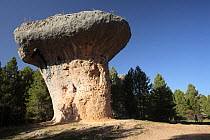 People provide some scale to the large eroded rock stacks at Ciudad Encantada Natural Park, Cuenca, Spain