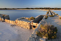 Salt mines of Marroig in the Marine Reserve of Freus dEivissa i Formentera. Formentera Island, Balearic Islands