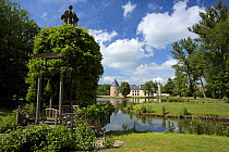 Lake and summerhouse in the grounds of the Castle of Chamerolles in the Loire Valley, France