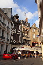 Street scene with restaurant in Orleans, Loire Valley, France