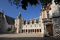 People in the courtyard at the Castle of Blois, Loire Valley, France