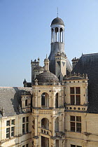 Spiral staircase and tower at the Castle of Chambord, Loire Valley, France