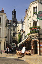 Teashop and street scene in Amboise, Loire Valley, France