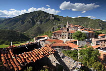 View over of the rooftops of Peramea in the Pyrenees mountains, Catalonia, Lerida, Spain