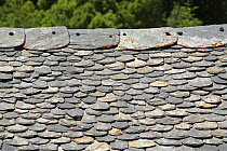 Slate tile roof in the Pyrenees mountains, Catalonia, Lerida, Spain
