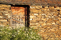 Shuttered window on a house in the Pyrenees mountains, Catalonia, Lerida, Spain