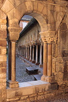 Looking through an archway onto the courtyard in the Church of St Salvi, Albi, Southern France
